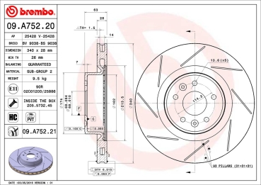 Brembo Prime VA Bremsscheiben Megane 3 RS geschlitzt