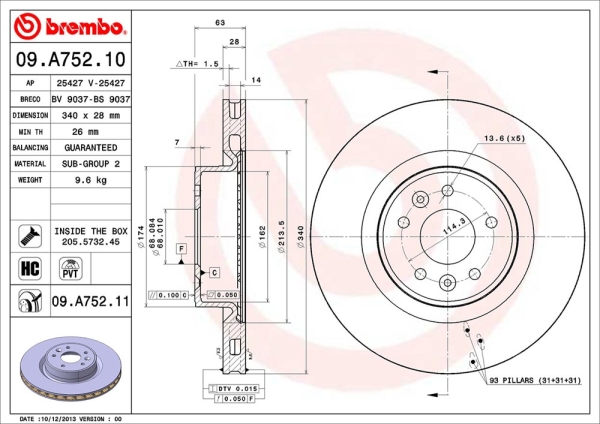 Brembo Prime VA Bremsscheiben Megane 3 RS