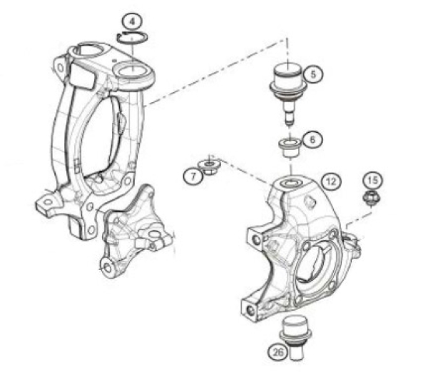Renault Sport Traggelenk Achsschenkel oben Megane 3 RS